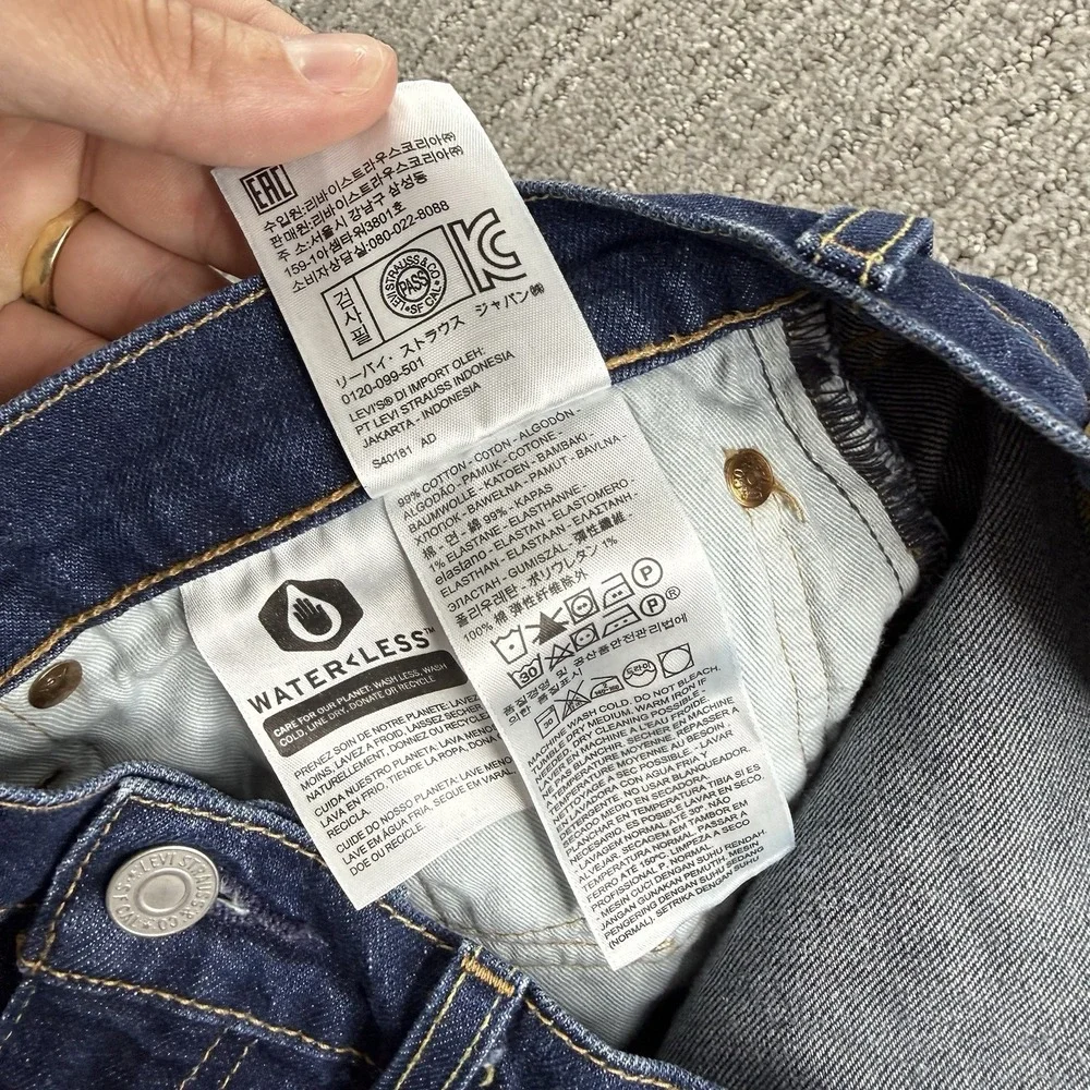 Levi's Premium 502 Jeans Men's Size 34x34 Big E Dark Wash Blue Denim Tapered